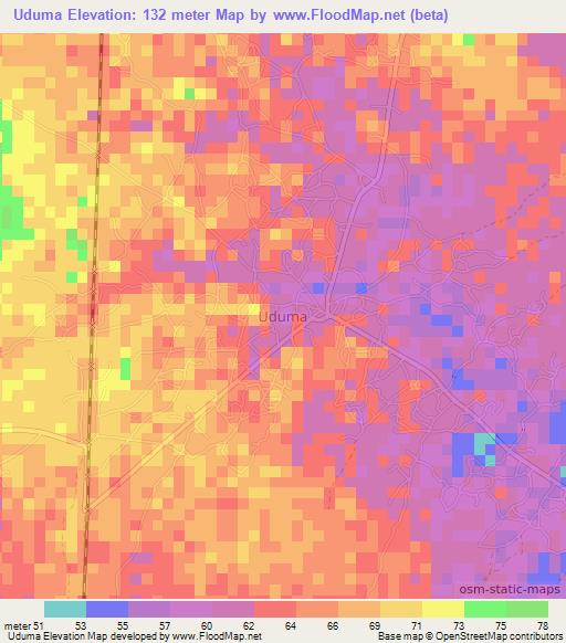 Uduma,Nigeria Elevation Map