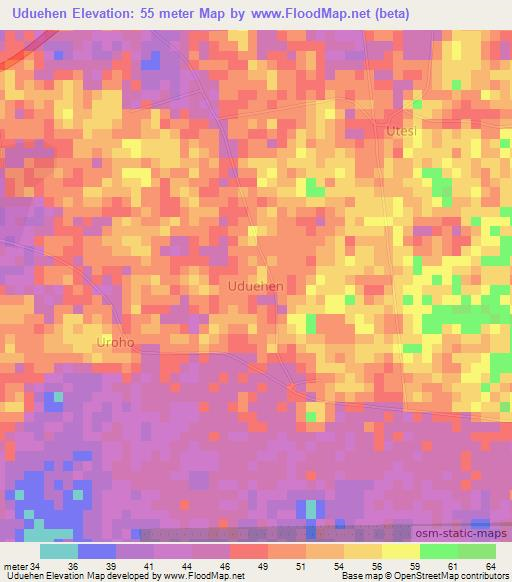 Uduehen,Nigeria Elevation Map