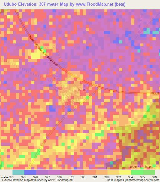 Udubo,Nigeria Elevation Map