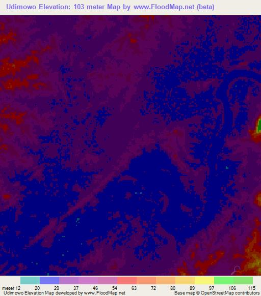 Udimowo,Nigeria Elevation Map