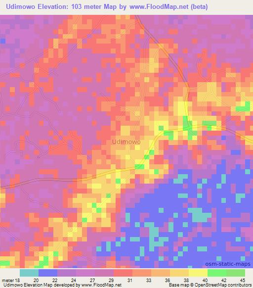 Udimowo,Nigeria Elevation Map