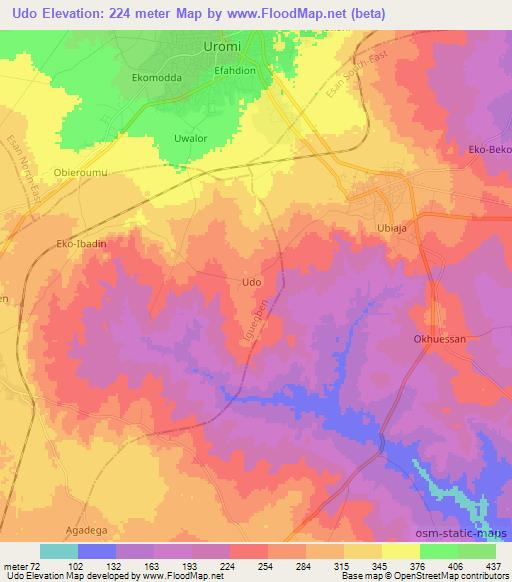 Udo,Nigeria Elevation Map