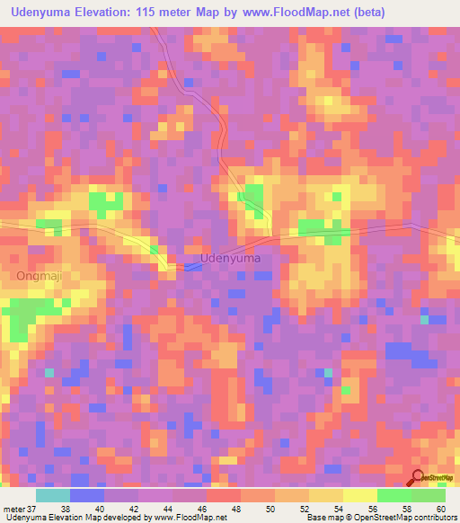 Udenyuma,Nigeria Elevation Map