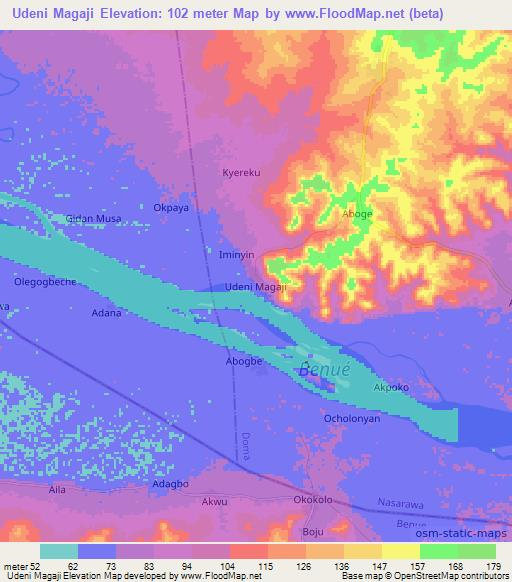 Udeni Magaji,Nigeria Elevation Map