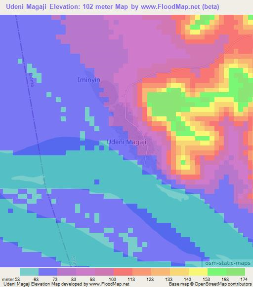 Udeni Magaji,Nigeria Elevation Map