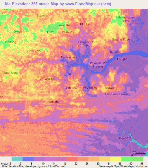 Ude,Nigeria Elevation Map