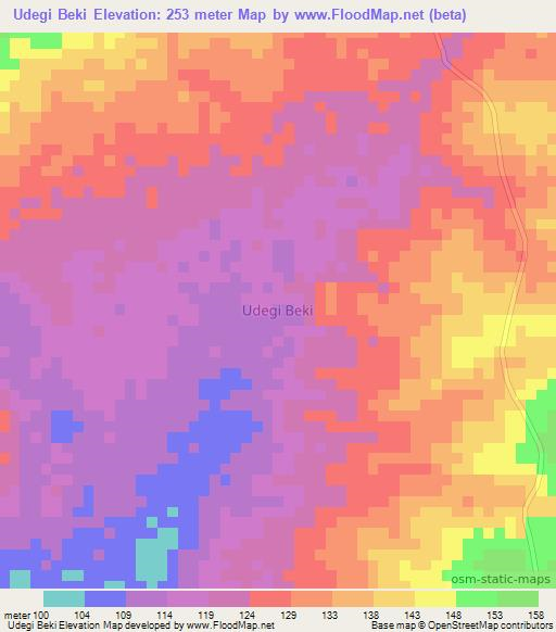 Udegi Beki,Nigeria Elevation Map