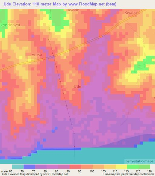 Ude,Nigeria Elevation Map