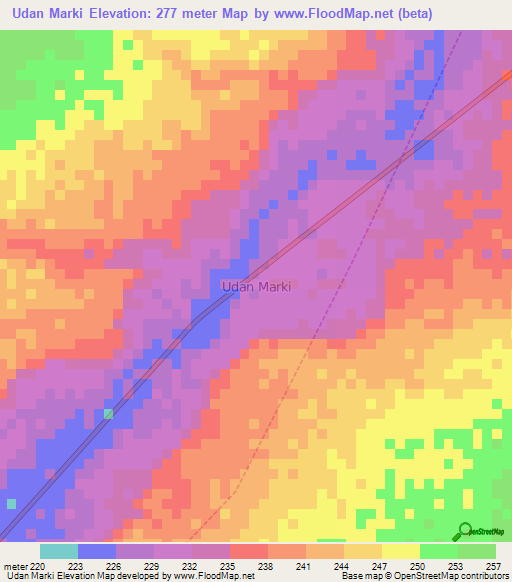 Udan Marki,Nigeria Elevation Map