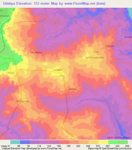 Udakpa,Nigeria Elevation Map