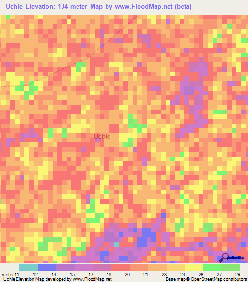 Uchie,Nigeria Elevation Map