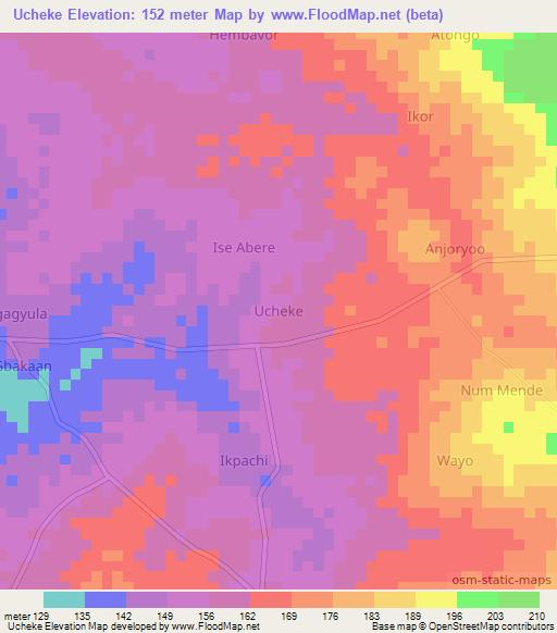 Ucheke,Nigeria Elevation Map