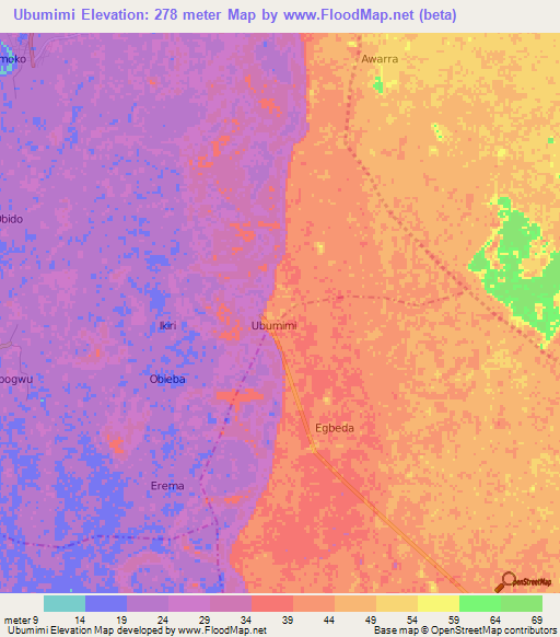 Ubumimi,Nigeria Elevation Map