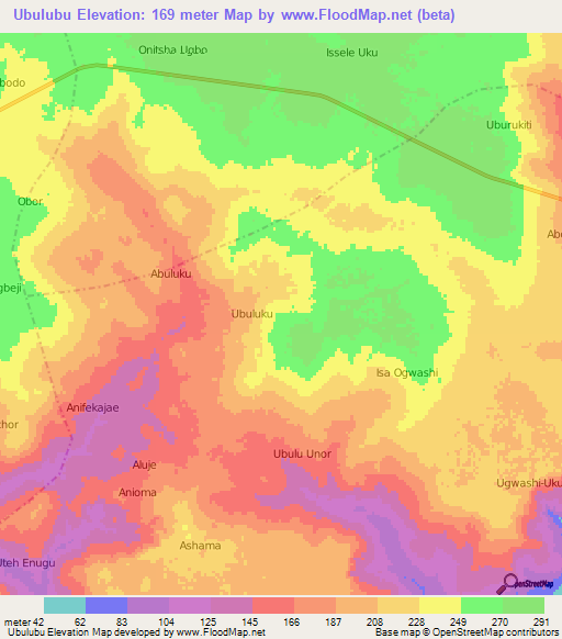 Ubulubu,Nigeria Elevation Map