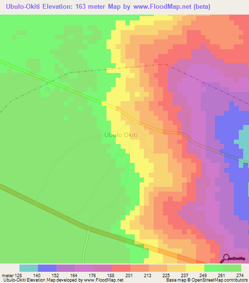 Ubulo-Okiti,Nigeria Elevation Map