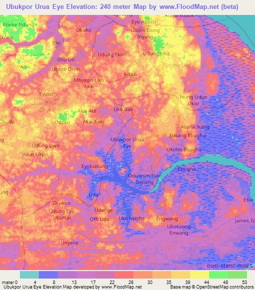 Ubukpor Urua Eye,Nigeria Elevation Map