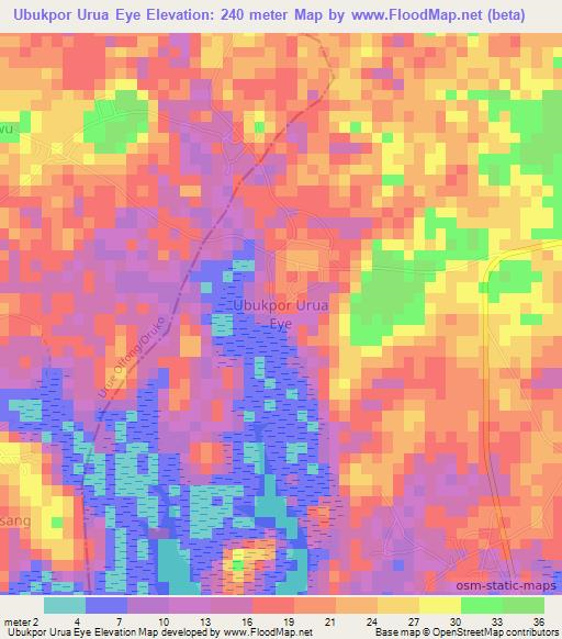 Ubukpor Urua Eye,Nigeria Elevation Map