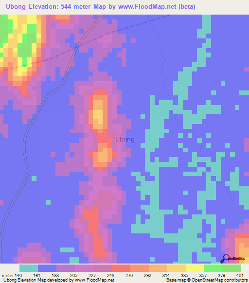 Ubong,Nigeria Elevation Map