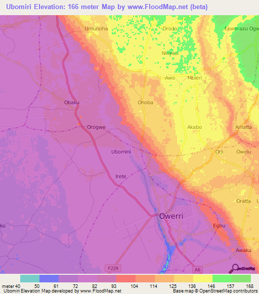 Ubomiri,Nigeria Elevation Map