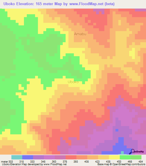 Uboko,Nigeria Elevation Map