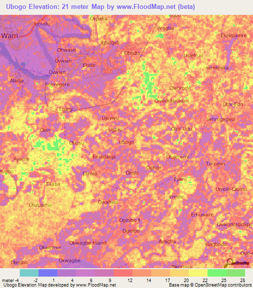 Ubogo,Nigeria Elevation Map