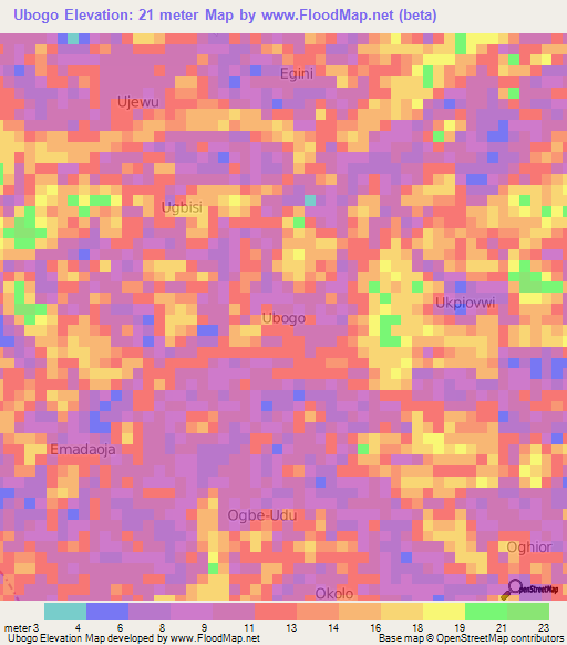 Ubogo,Nigeria Elevation Map