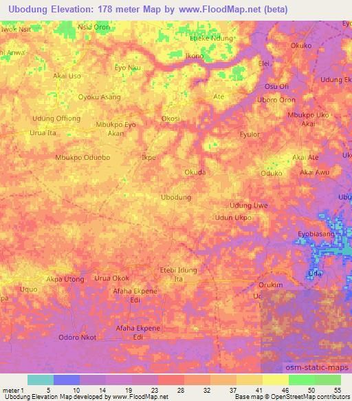 Ubodung,Nigeria Elevation Map