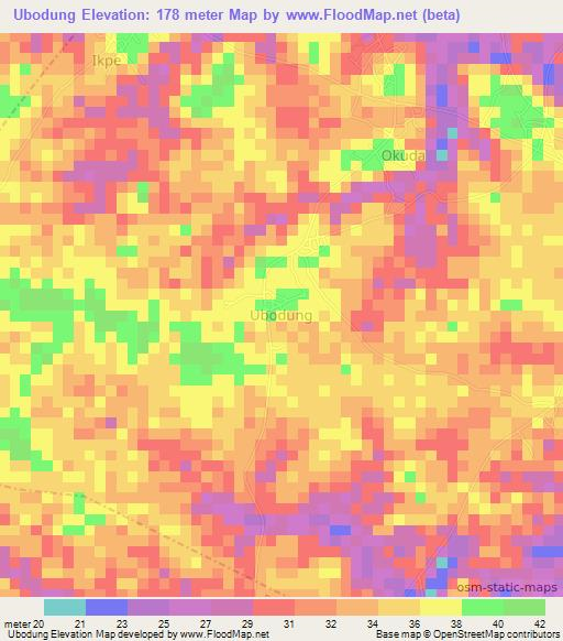 Ubodung,Nigeria Elevation Map