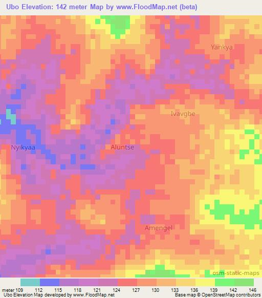 Ubo,Nigeria Elevation Map