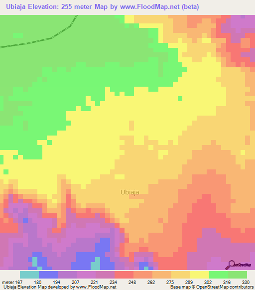 Ubiaja,Nigeria Elevation Map