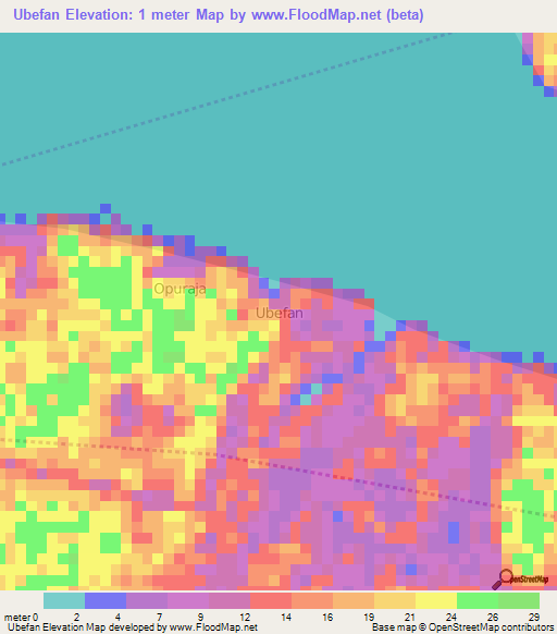 Ubefan,Nigeria Elevation Map