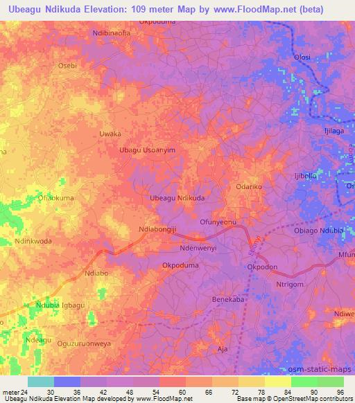 Ubeagu Ndikuda,Nigeria Elevation Map
