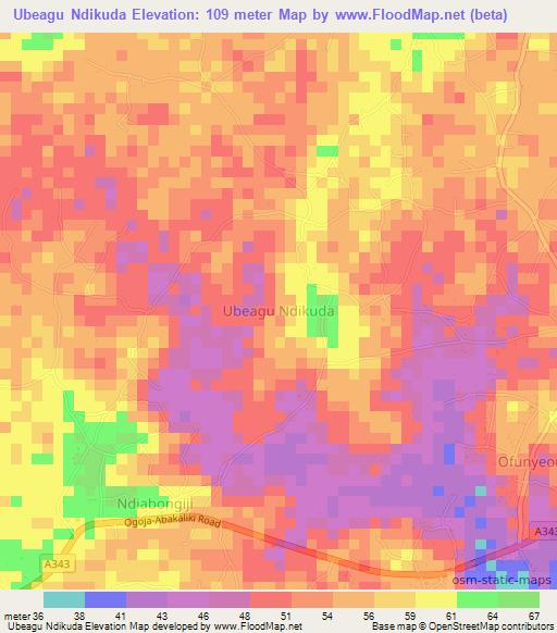 Ubeagu Ndikuda,Nigeria Elevation Map