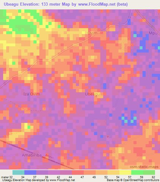 Ubeagu,Nigeria Elevation Map