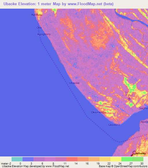 Ubaoke,Nigeria Elevation Map