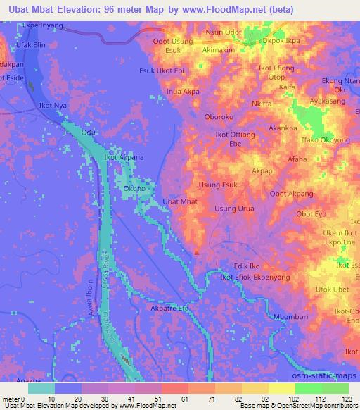 Ubat Mbat,Nigeria Elevation Map