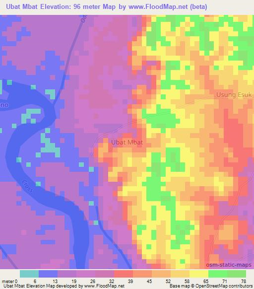 Ubat Mbat,Nigeria Elevation Map