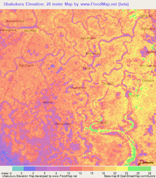 Ubakukuru,Nigeria Elevation Map