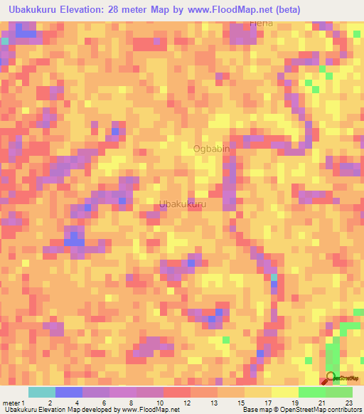 Ubakukuru,Nigeria Elevation Map