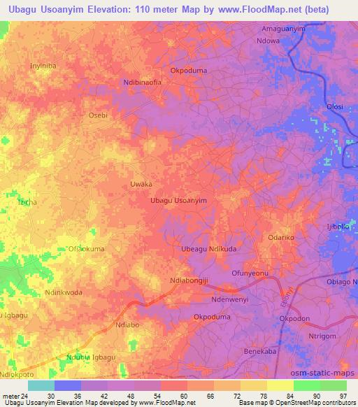 Ubagu Usoanyim,Nigeria Elevation Map