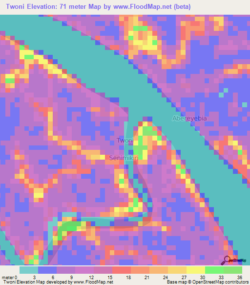 Twoni,Nigeria Elevation Map