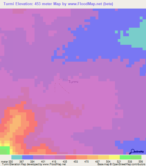 Turmi,Nigeria Elevation Map