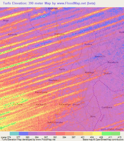 Turfo,Nigeria Elevation Map