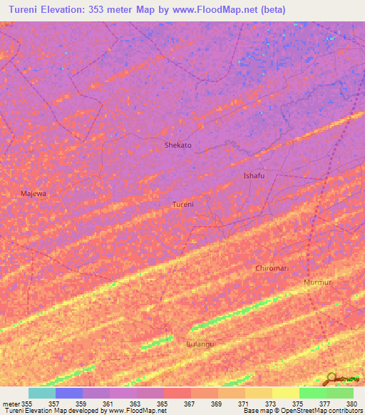 Tureni,Nigeria Elevation Map