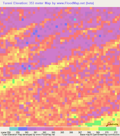 Tureni,Nigeria Elevation Map