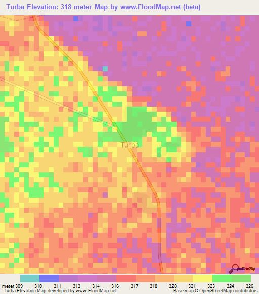 Turba,Nigeria Elevation Map