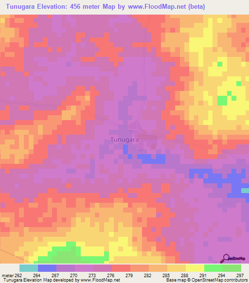 Tunugara,Nigeria Elevation Map