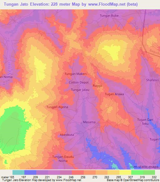 Tungan Jato,Nigeria Elevation Map