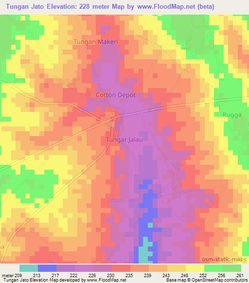 Tungan Jato,Nigeria Elevation Map