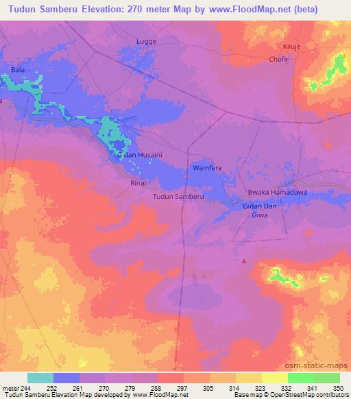 Tudun Samberu,Nigeria Elevation Map